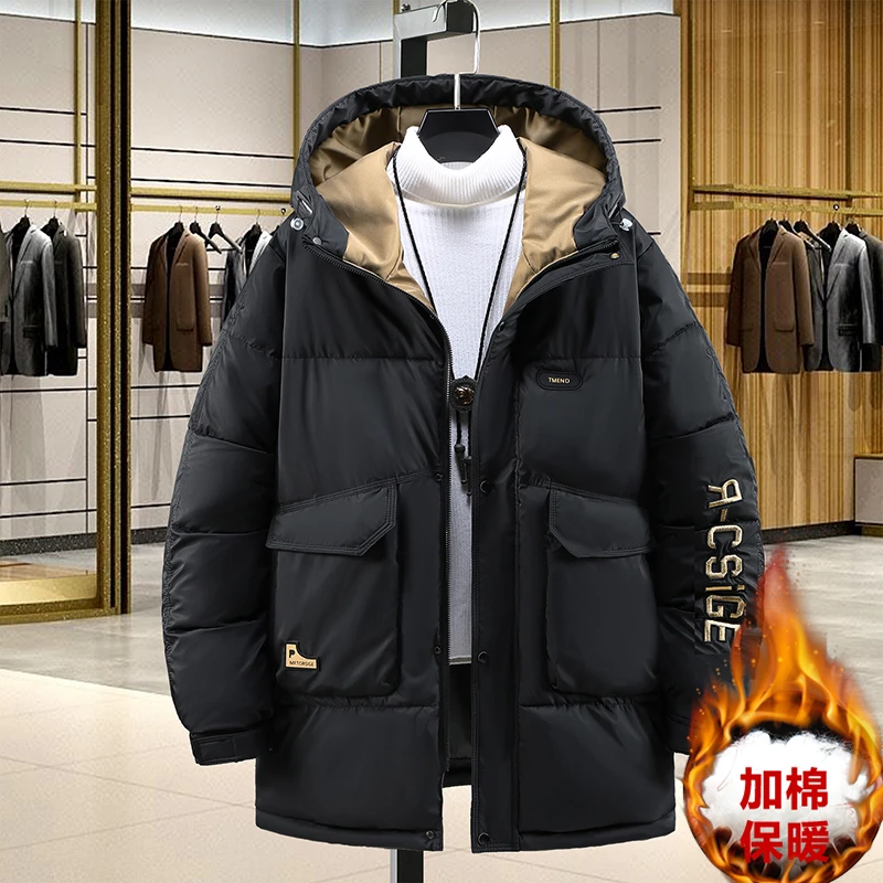 加肥加大男连帽刺绣棉衣哑光亮面显瘦棉服潮胖子显瘦时尚保暖棉袄