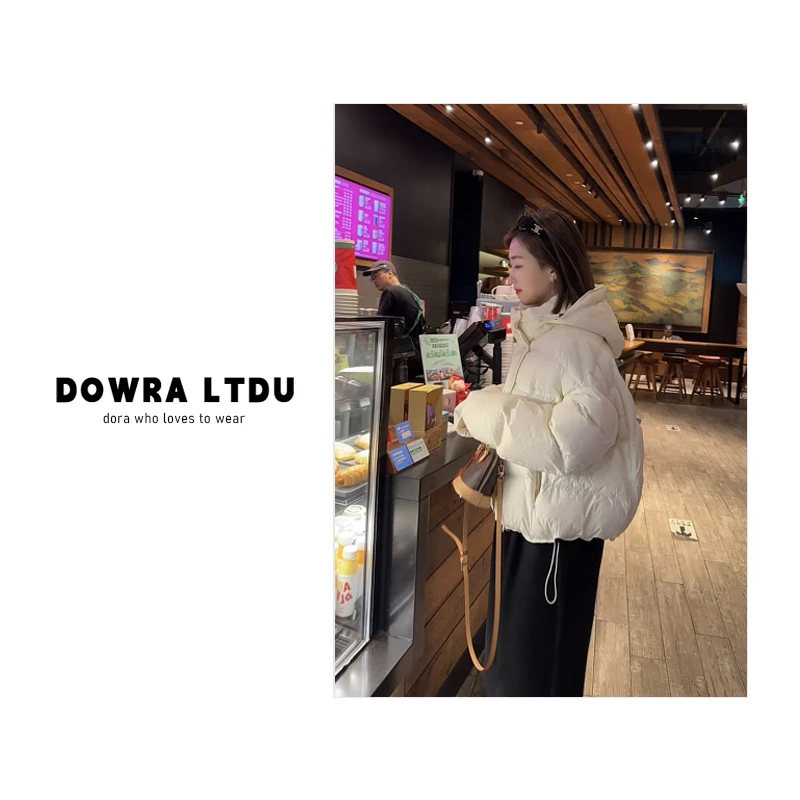 朵拉B【轻暖与冬】2025年冬季新款纯色连帽百搭羽绒服女302-6616