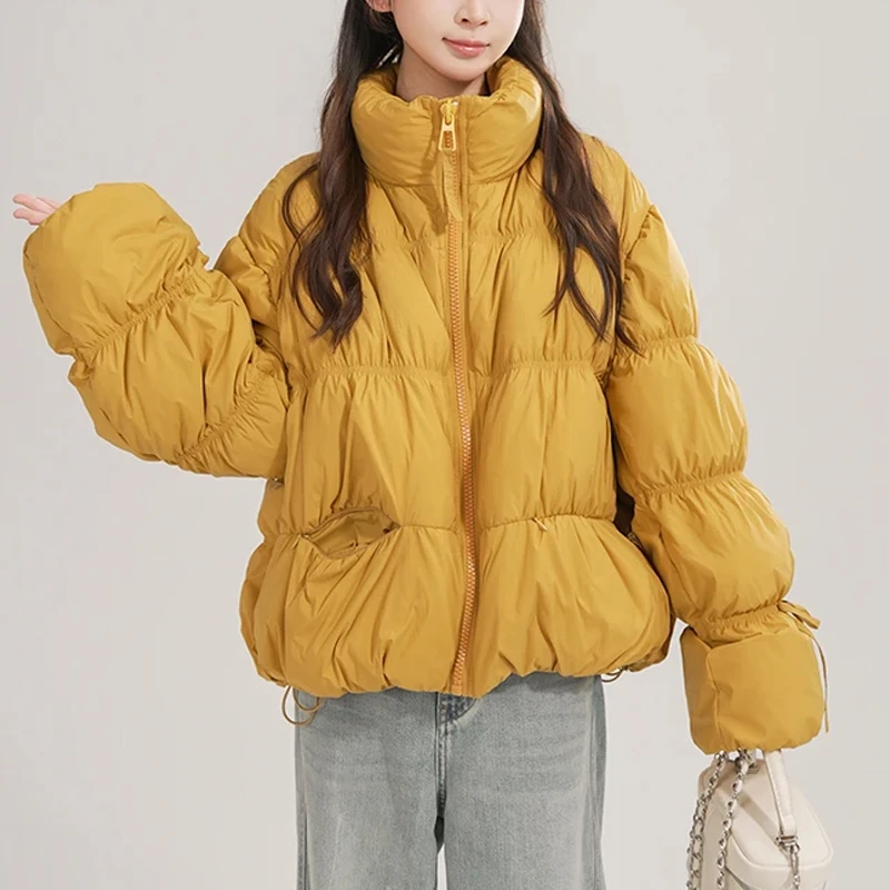 休闲时尚宽松保暖显瘦百搭短款立领棉服蛋糕面包服外套2026年冬季