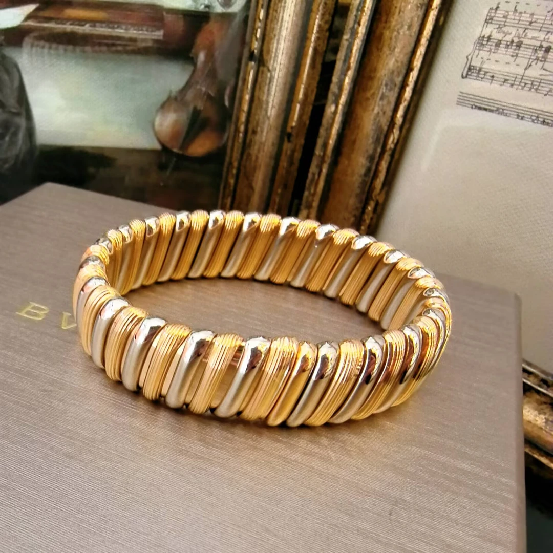 99新 BVLGARI/宝格丽 双色金手镯/K18/#15