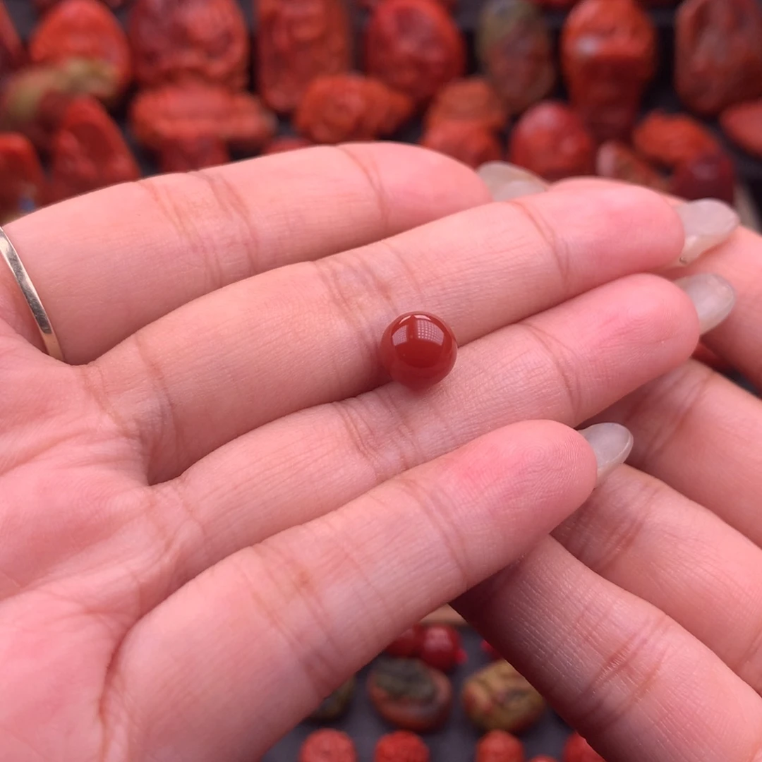 南红玛瑙南红川料牛血红圆珠8mm➕未镶嵌