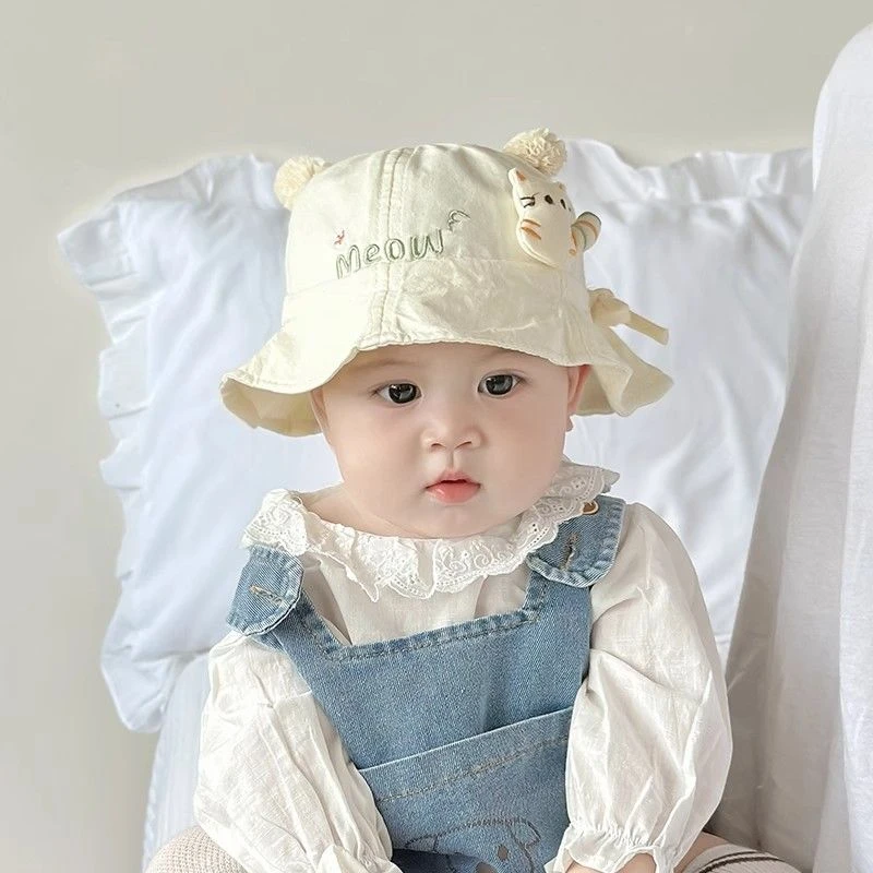 婴儿帽子春秋夏季可调节女宝宝渔夫帽幼儿可爱超萌男童凉帽盆帽
