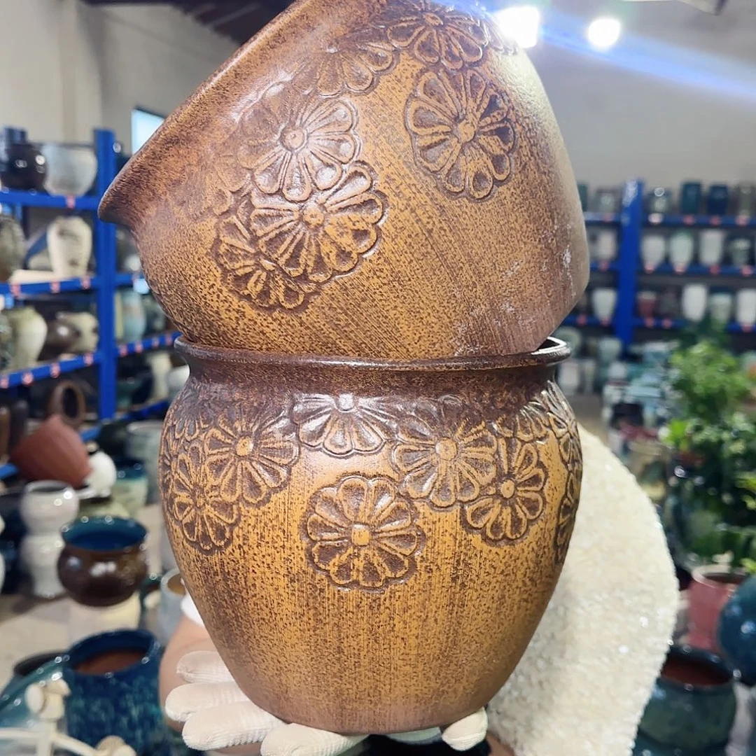 紫砂花盆高19口20