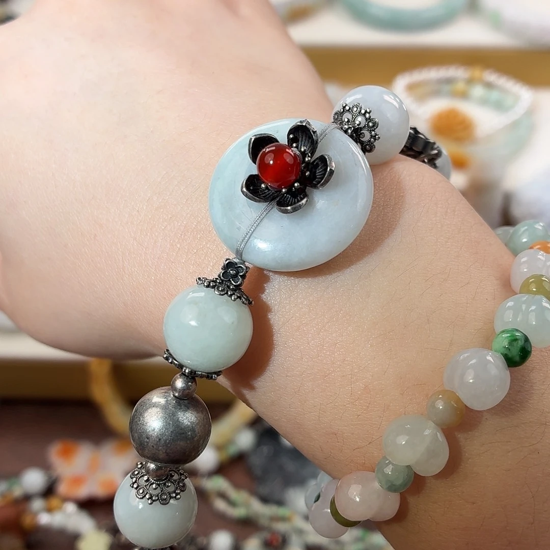 翡翠未镶嵌手镯平安扣手链