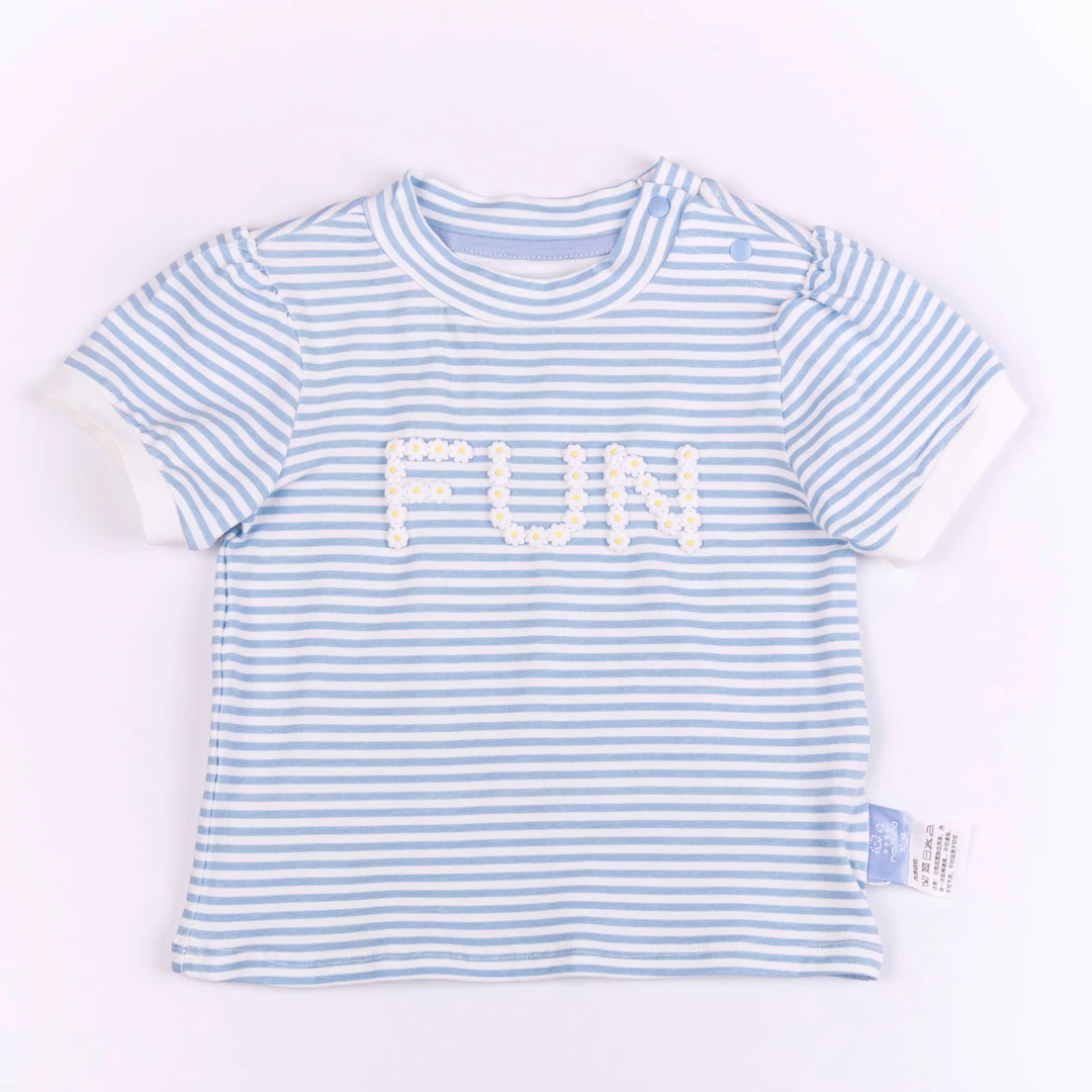 MS200167雏菊条纹短袖