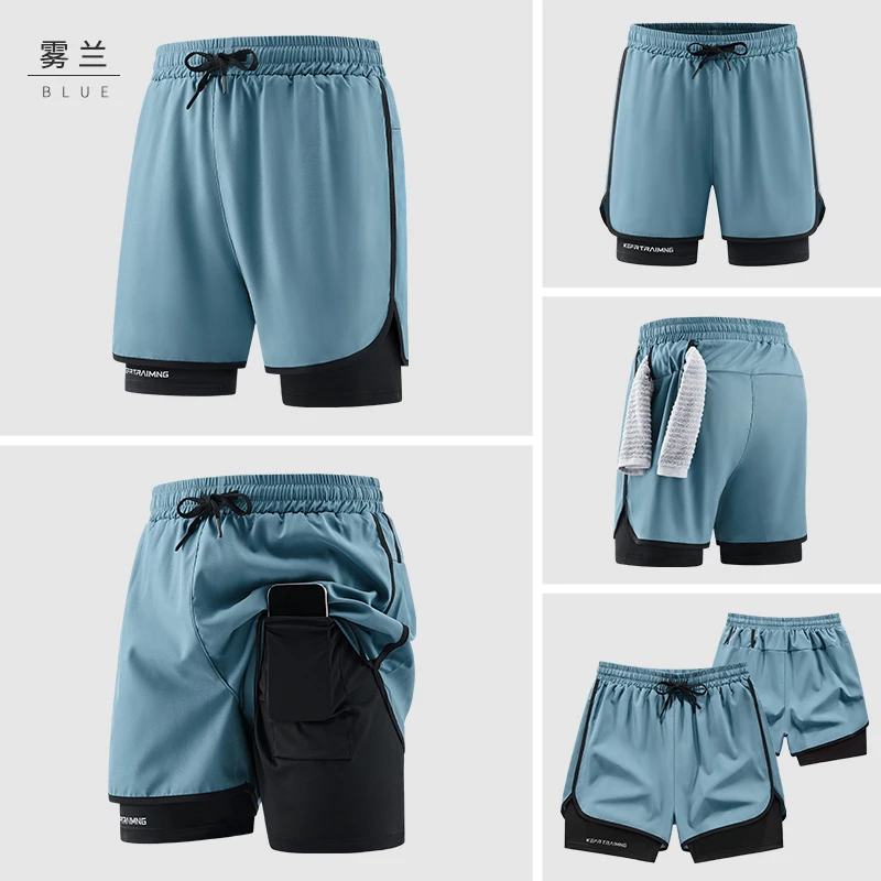 夏季马拉松透气跑步短裤速干大码休闲田径训练健身防尴尬游泳短裤