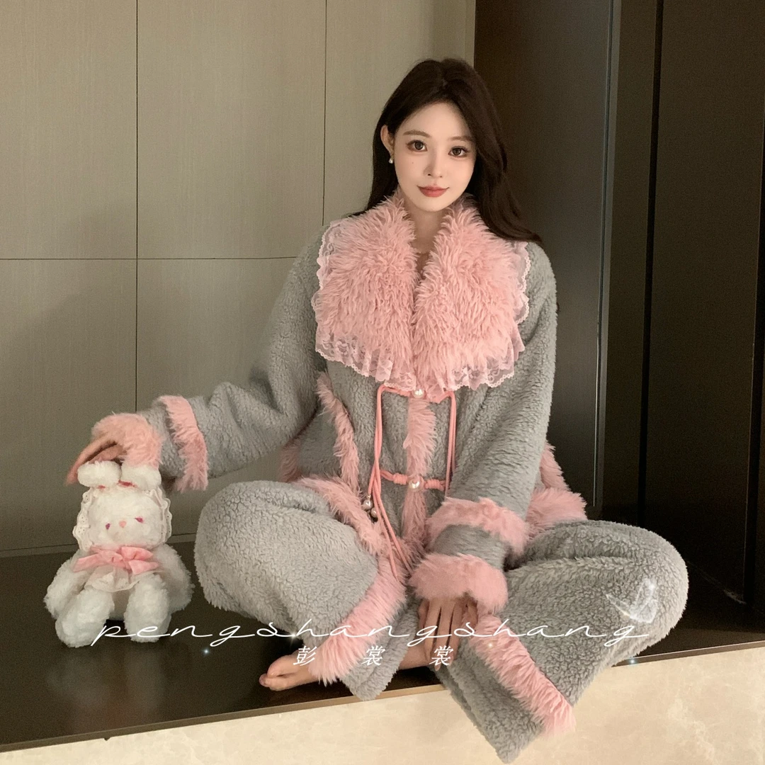 彭裳裳【雾岛听风】冬装上新女士睡衣加厚保暖百搭舒适居家服套装
