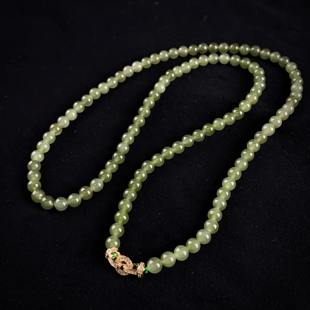 1888/ZY888-568 和田玉精美珠串颈饰约6mm/多样性发/一件