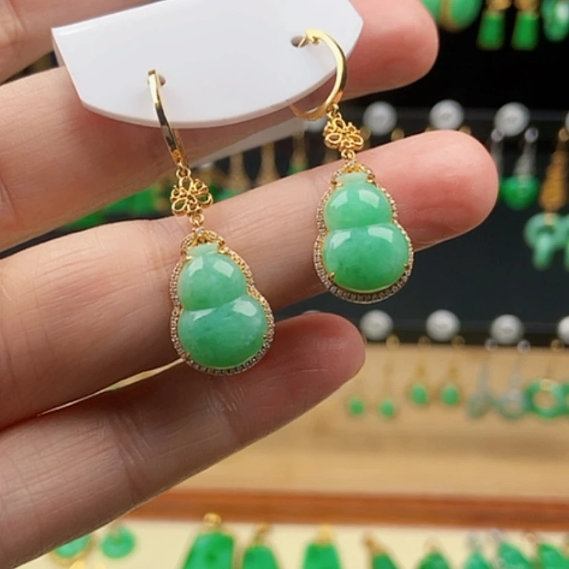【闪购商品】翡翠耳饰18K金镶嵌耳饰