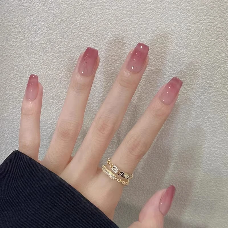 渐变椭圆美甲贴片纯手工穿戴显白简约纯欲风指甲贴