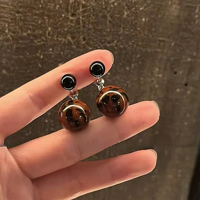 合金耳饰 早秋美拉德豹纹耳环女高级感耳钉小众独特气质耳饰潮