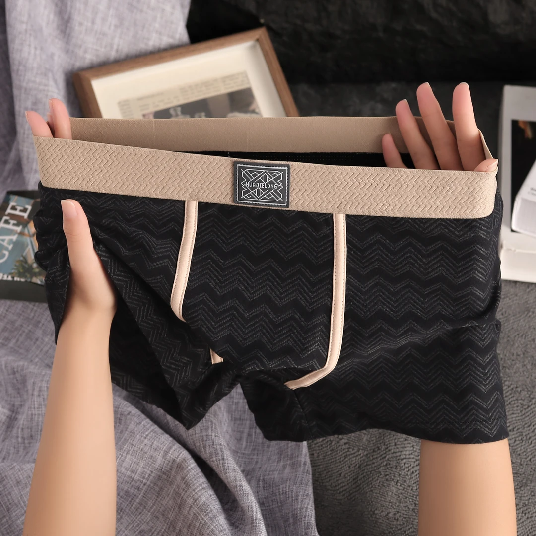 棉质新款条纹男士内裤运动透气舒适爆款平角裤潮流个性四角短裤头