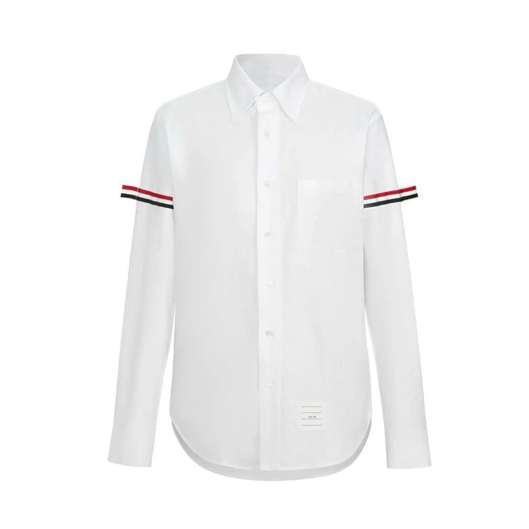 男女同款-经典修身织带长袖衬衫休闲百搭显瘦减龄高级