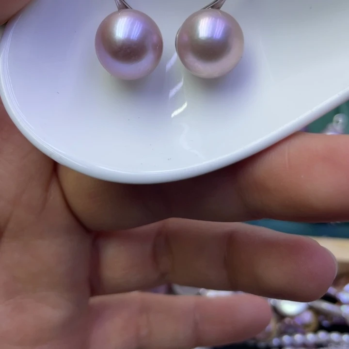 淡水珍珠耳饰银S925镶嵌