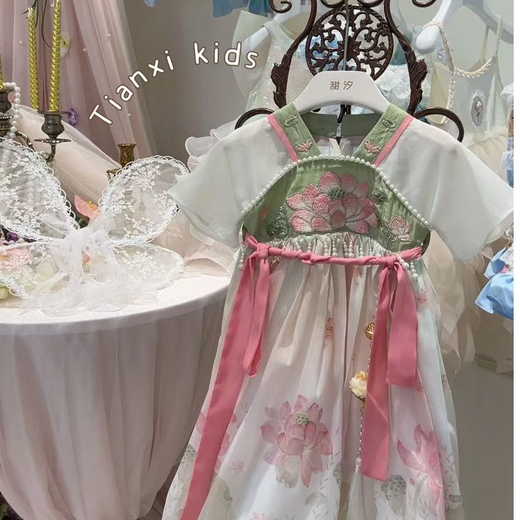 荷花钉珠连衣裙86173