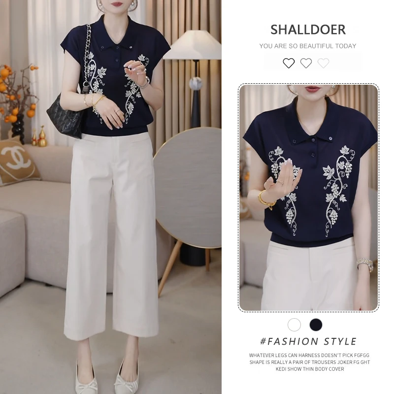 2025夏季爆款POLO领时尚简约T恤女生通勤风百搭洋气小众上衣潮