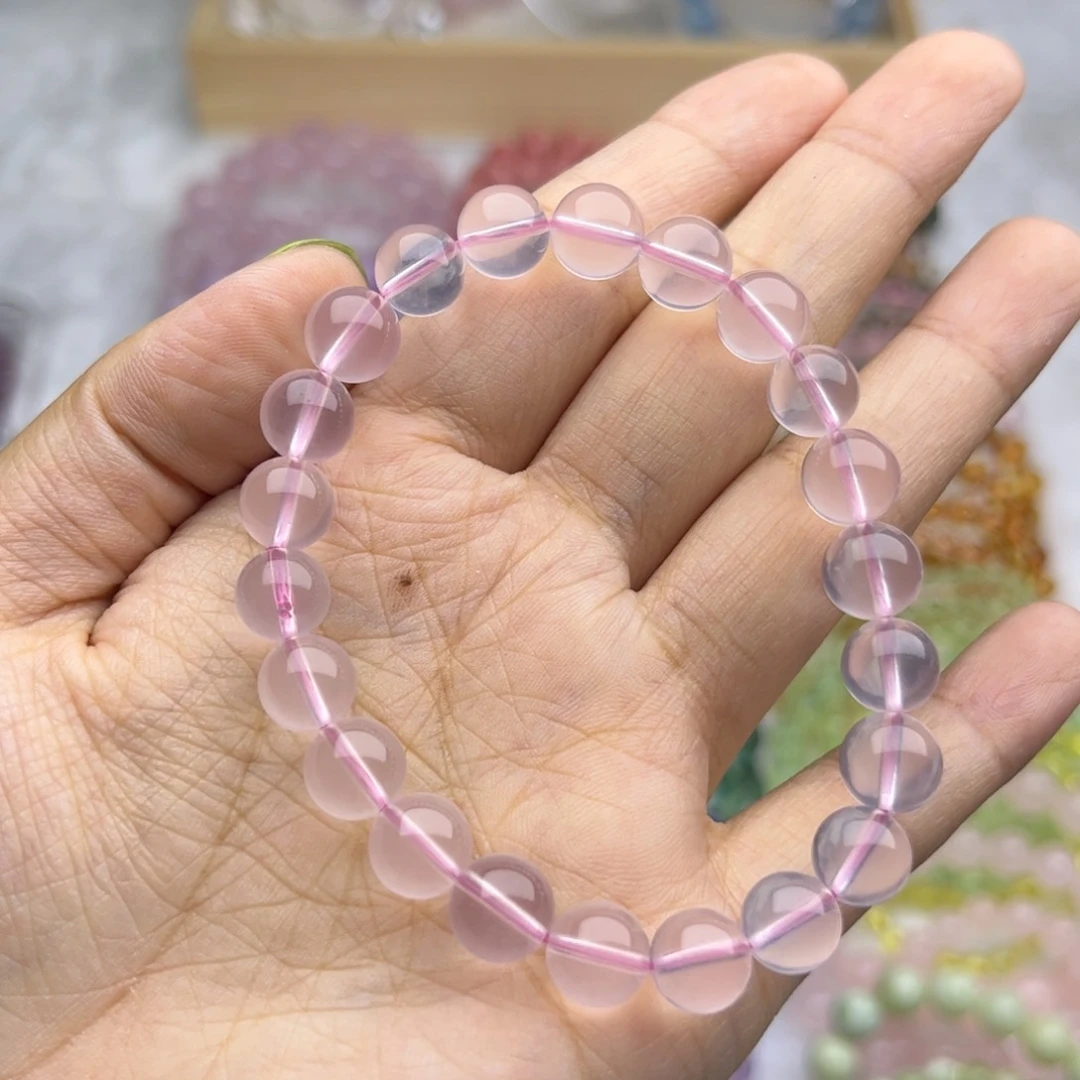 水晶手链未镶嵌a****花8mm 莫粉 拍两单一条