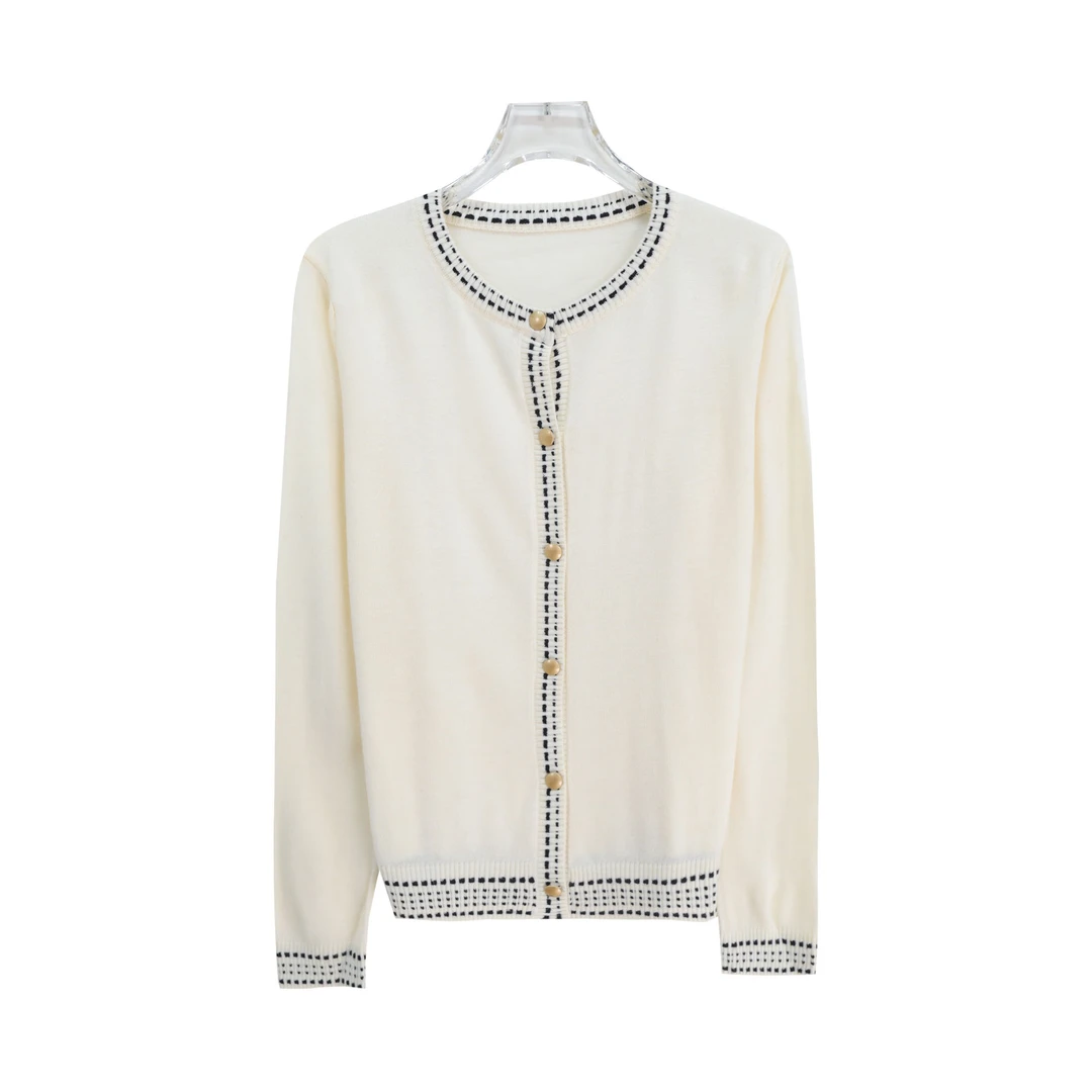 小香风春季新款单排扣圆领针织开衫X26938