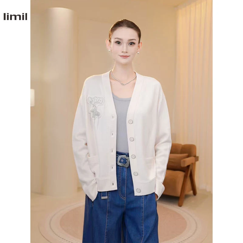 limil/丽米儿气质V领多色针织开衫948006