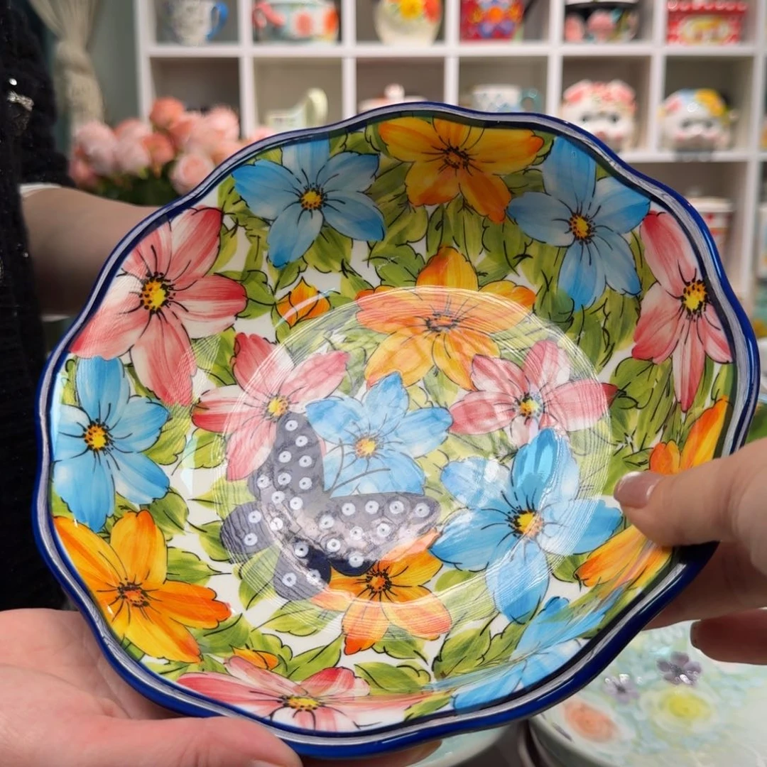 陶瓷9英寸水仙花深盘一只