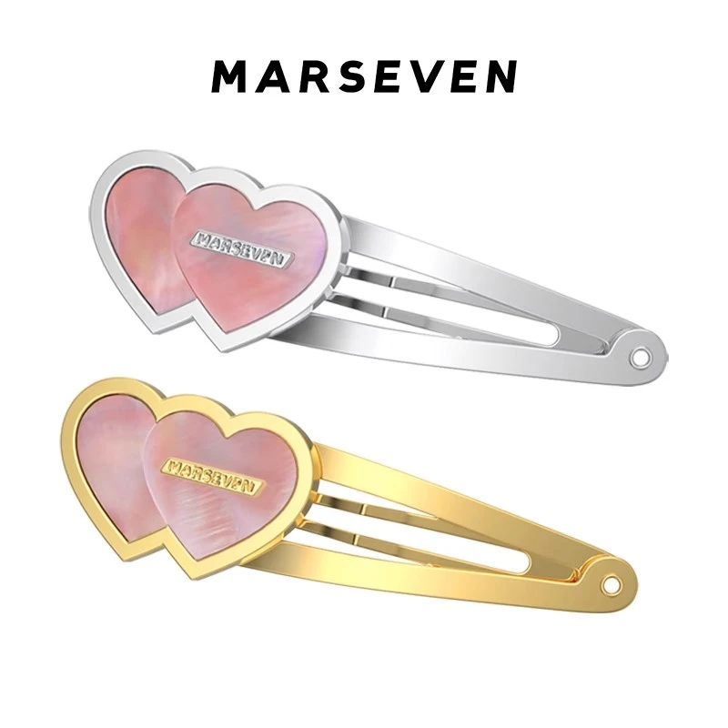 MARSEVEN闪光的心2系列双爱心发夹少女感精致原创设计发饰边夹