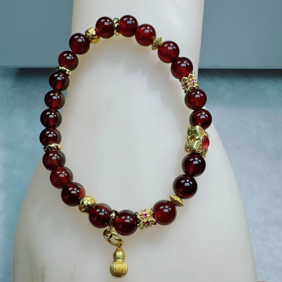 天然石榴石设计款百搭简约女款手串送女友红色女士时尚轻奢气质