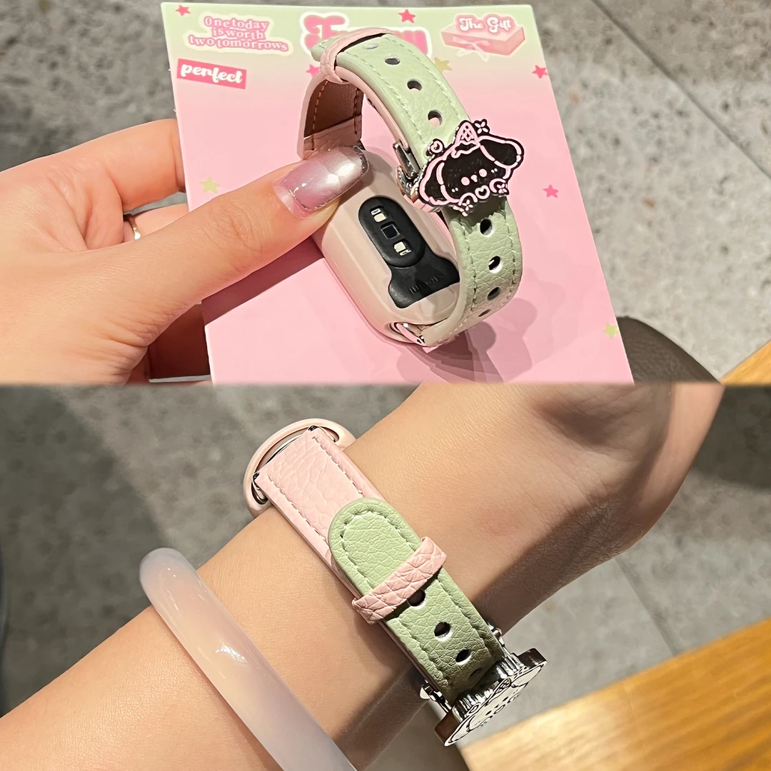 适用于小米手环10表带9陶瓷版大耳狗荔枝纹7nfc皮质女高级XL腕带