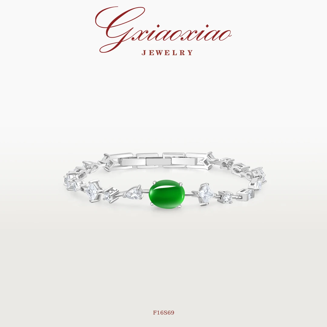 G XIAOXIAO 镀K金 新中式气质高级贵气椭圆蛋面手链 F16S69