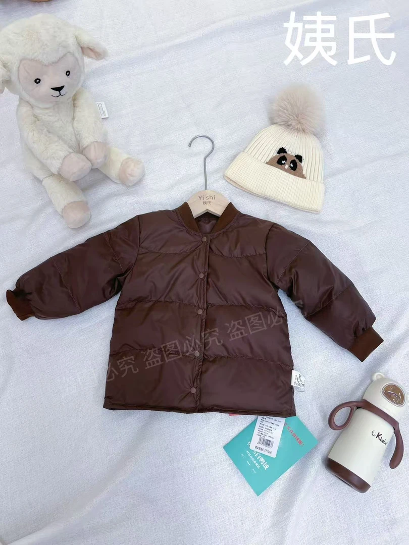 9014-2儿童秋冬新款羽绒服休闲百搭纯色加厚冬款白鸭绒儿童羽绒服