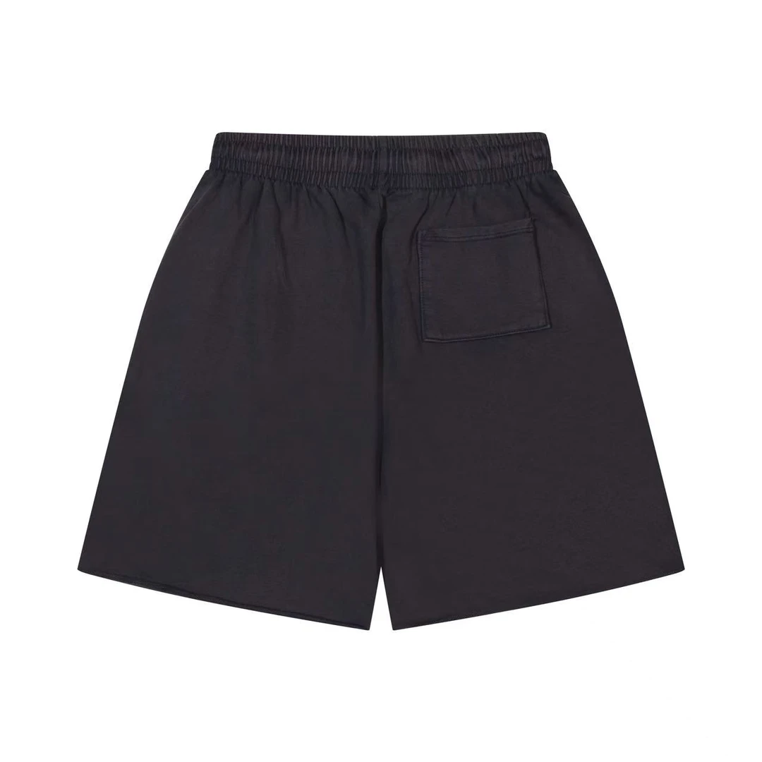 K025贴布刺绣克萝短裤-重磅水洗黑毛圈短裤奢潮重磅450g短裤