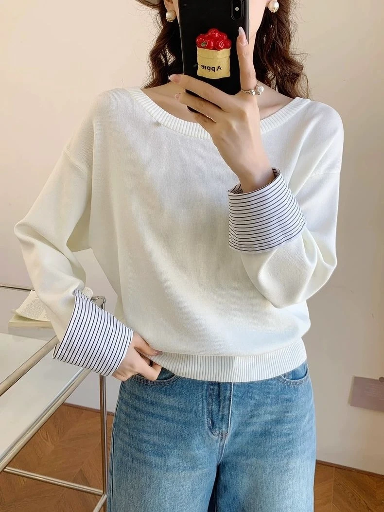 高级感打底衫百搭斜肩衫女装秋冬新款针织衫可外穿爆款T恤上衣