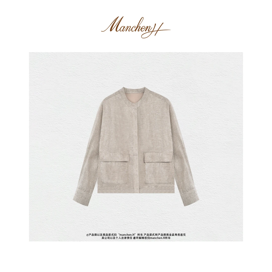 曼辰Manchenh"亚麻鉴赏家"意大利进口金丝亚麻老钱风外套休闲百搭