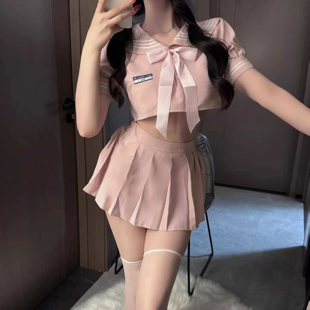 日系显瘦少女水手服性感jk学院风甜美纯欲百褶裙夜店制服套装