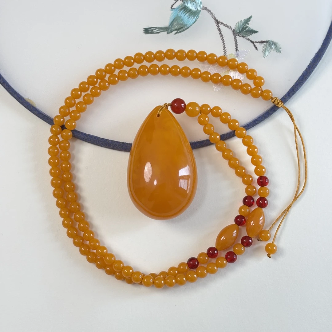 W134手工雕刻  时尚百搭深色小水滴珠珠链6mm