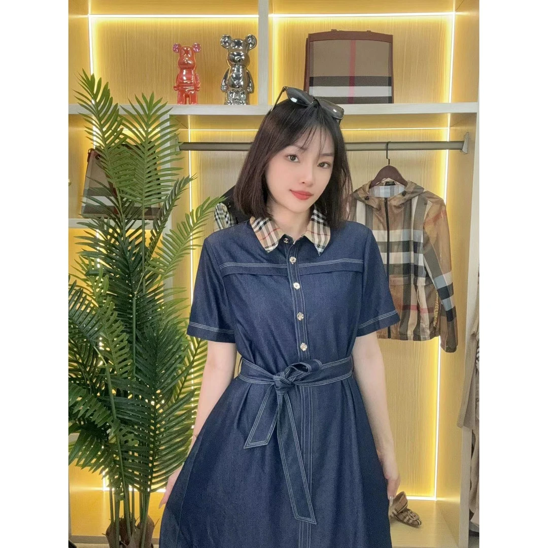 BURINGEL-布琳阁2024夏季新款拼接翻领连衣裙