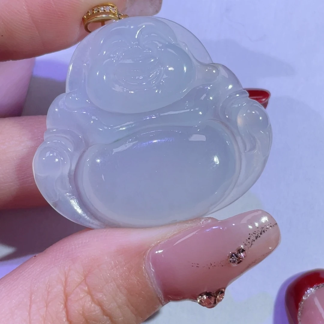 翡翠颈饰18K金镶嵌佛公