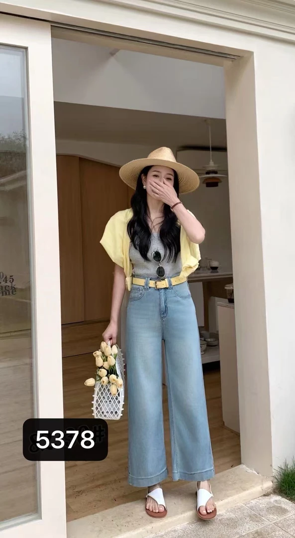 5378款夏季新款九分奶奶裤直筒裤显瘦百搭休闲