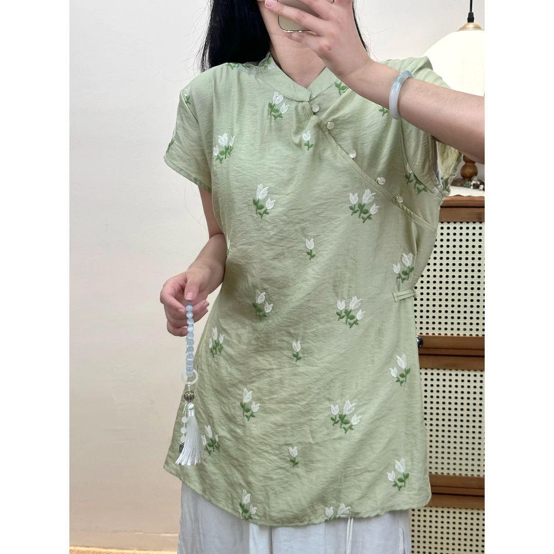【雲笙墨-玉兰上衣】夏季新中式上衣绣花中国风