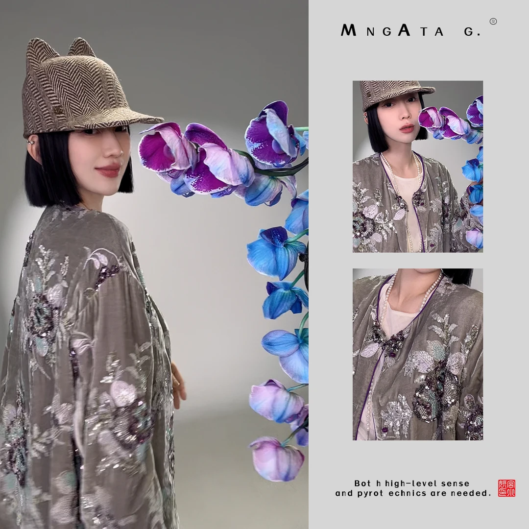 MNGATA G.宫小妍【满钻紫嫣花】春节战袍新中式国风秋冬外套X280171