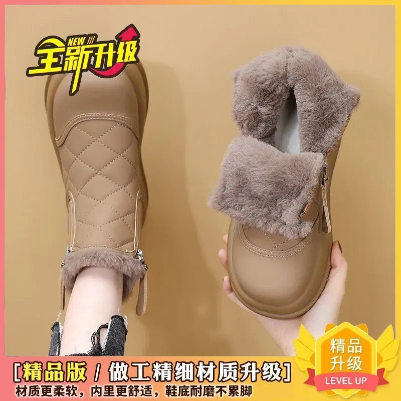 品牌撤柜【现货+运费险】冬季加绒平底棉靴保暖舒适女鞋