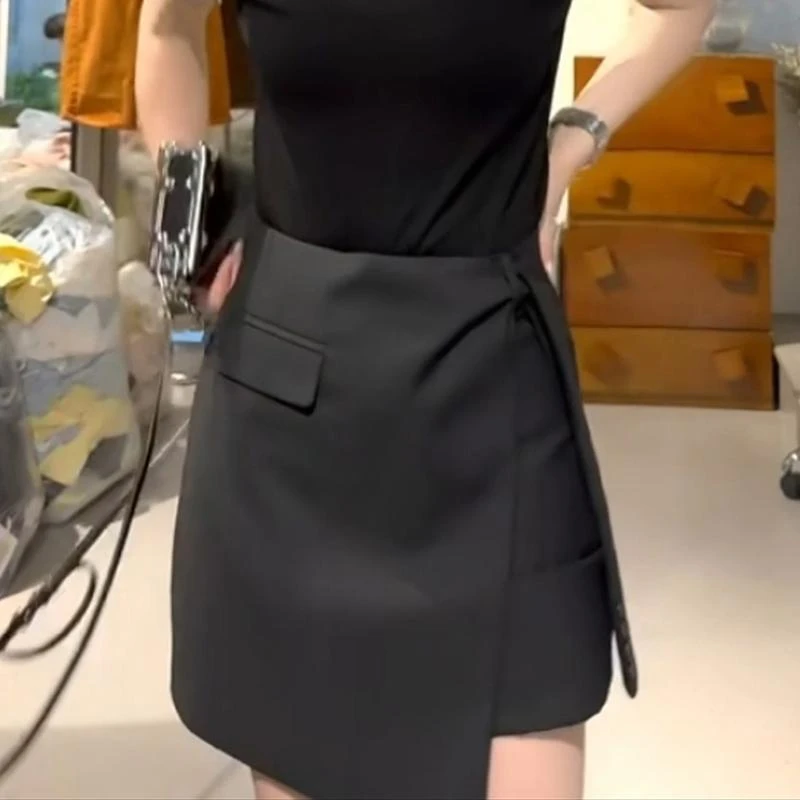 韩版修身a字半身短裙子高级感洋气半身裙女气质夏季韩版简约裙子