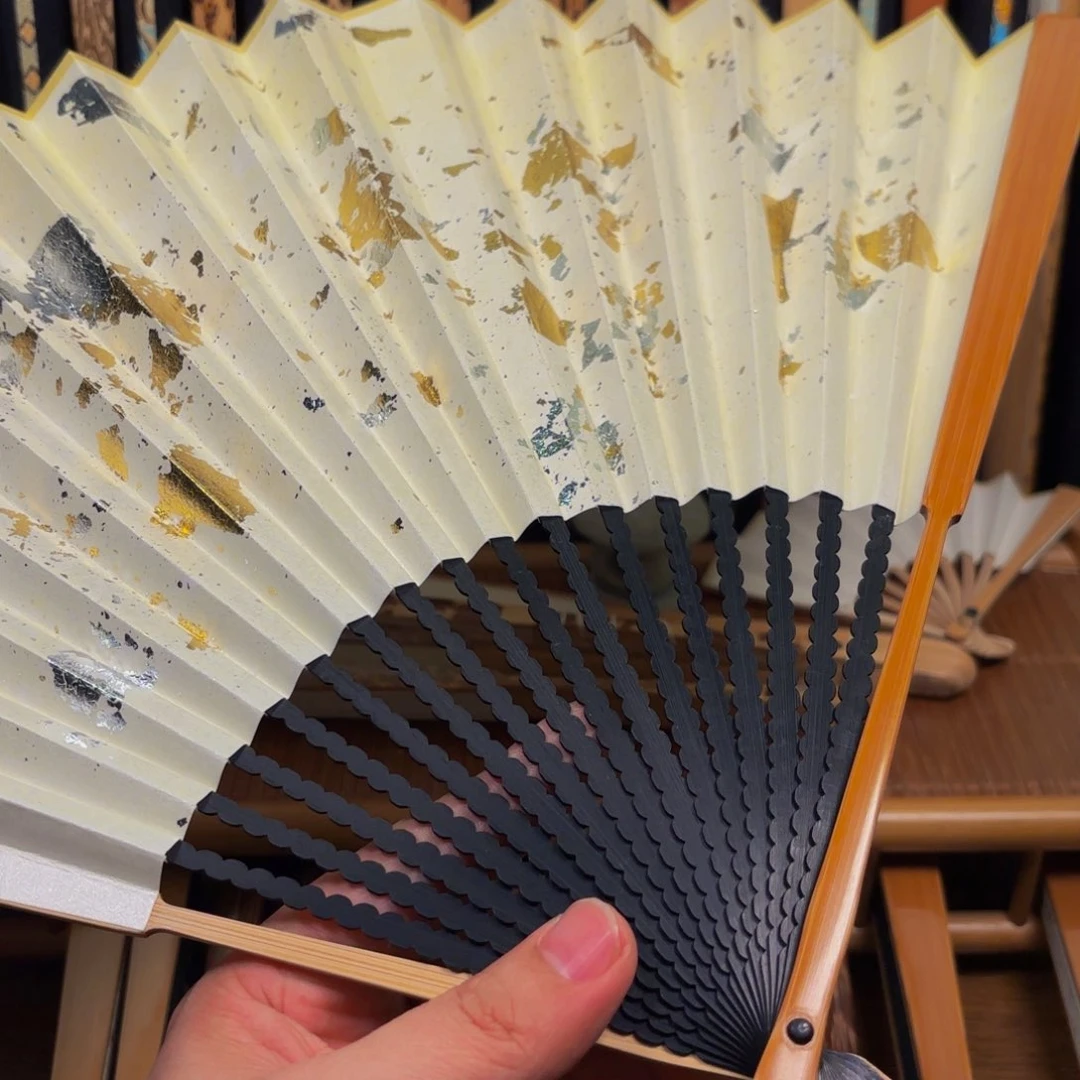 扇子白撒金龙鳞老川料158