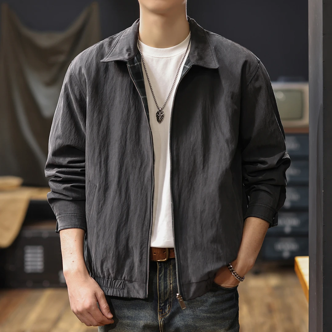 MR.MUDI/穆迪先生【双面穿】莱赛尔复古外套男秋季新款美式夹克潮