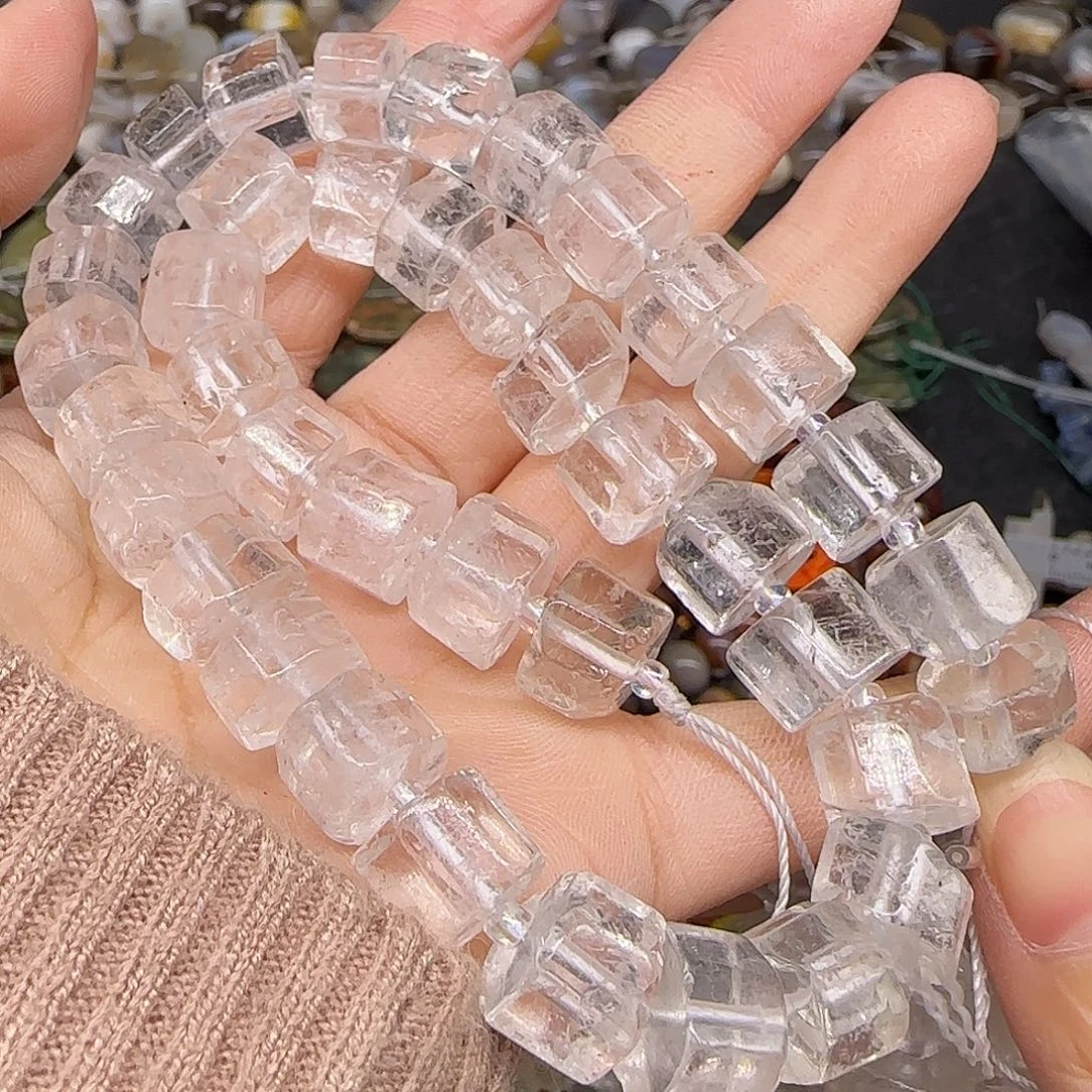 玛瑙/玉髓合金珠宝半成品老矿白水晶10mm一条