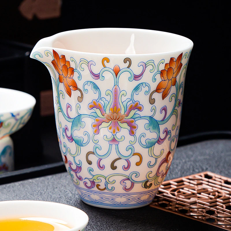 羊脂瓷陶瓷公道杯分茶器茶海匀杯功夫茶具家用防烫手倒茶水杯茶滤