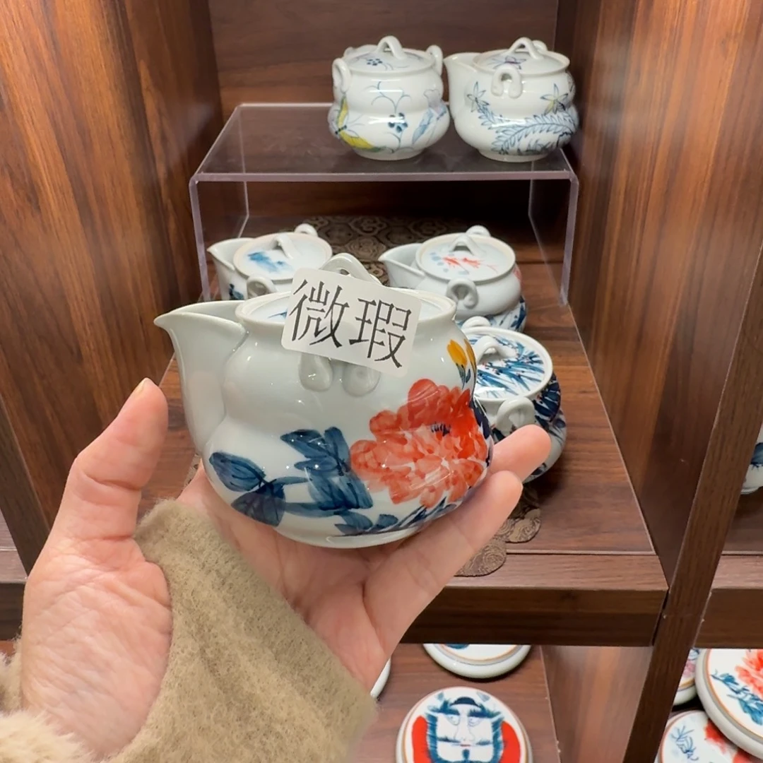 釉下手绘茶具微瑕