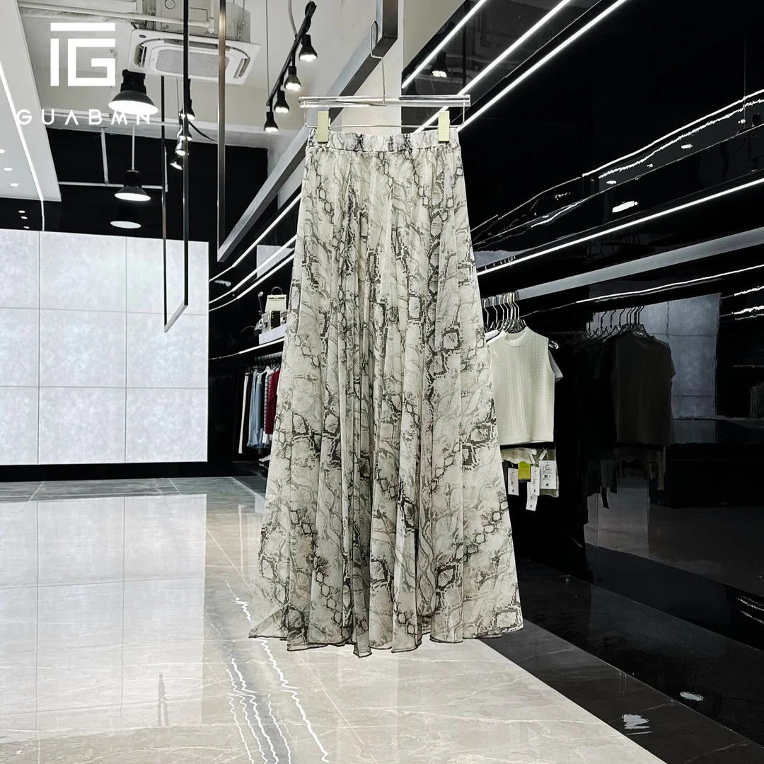 GUABMN2025夏季新款法式复古度假风蛇纹半身裙初夏穿搭5061