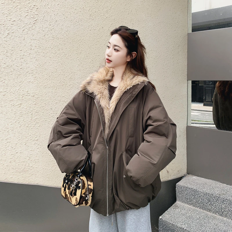 复古风90白鸭绒派克羽绒服2025冬季新款时尚百搭韩版工装风厚外套