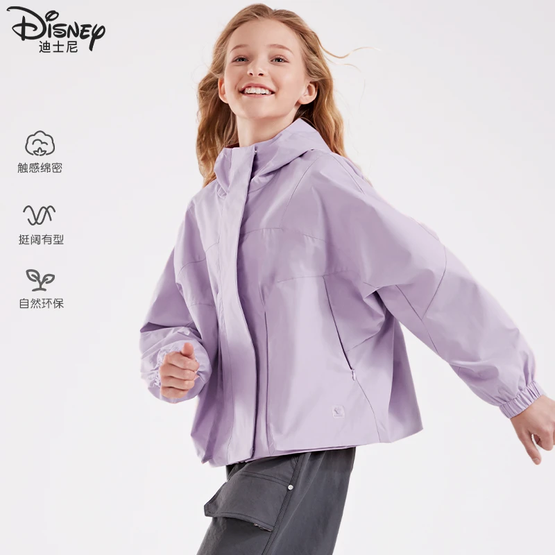 女童外套2025春季新款连帽夹克大童防风衣户外运动短款春秋上衣