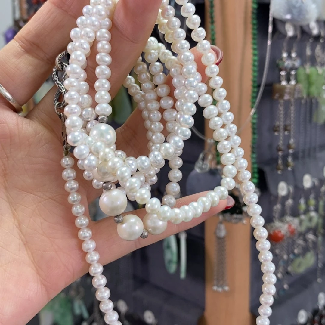 淡水珍珠银S925镶嵌颈饰╭****╮X18